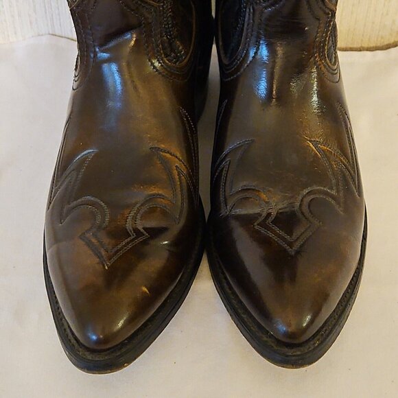 Hanover Western Boots Mens 9 D Brown Distressed Leather Cowboy 47667 Vintage main image 11
